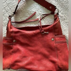 Red leather Fossil bag